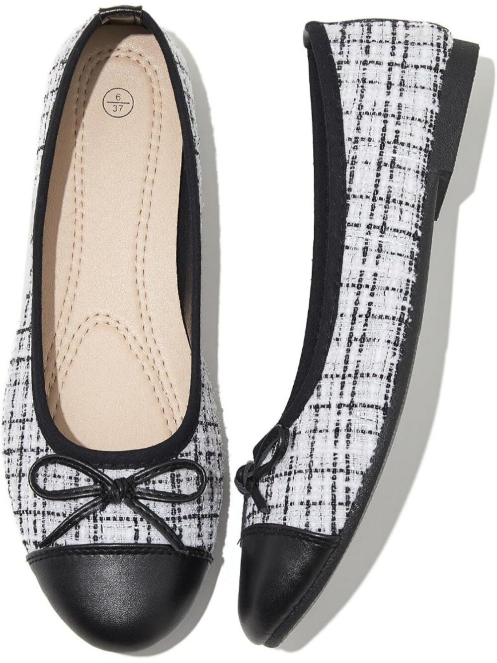 Women's Black Foldable Round Toe Bow Knot Ballet Flats Slip On Comfortable Shoes